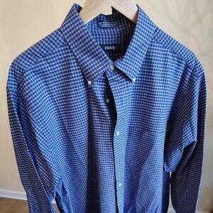 Izod New England Oxford Blue/White Plaid Button Down Dress Shirt - Size 18 32/33